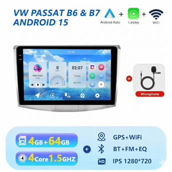 VW Passat B6/B7 4+64GB 10" Carplay Android Auto