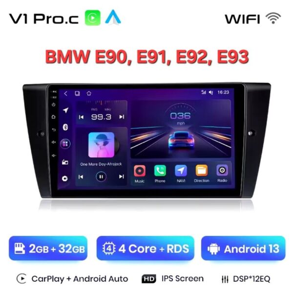 BMW 3 E90 Android 13 2+32GB Carplay, AndroidAuto